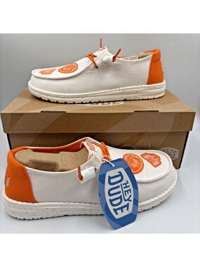 Hey Dude Wendy Whataburger Shoes Womens 9 White Orange Canvas Slip On Patches
